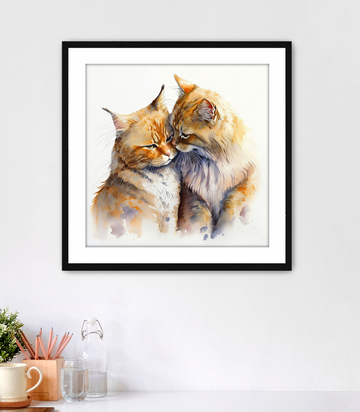Kissing Cats - Framed Fine Art Print