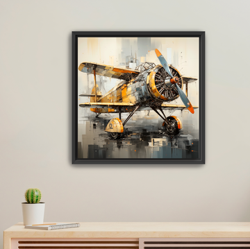Cubist Biplane - Framed Canvas Print