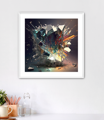 Shattering Glass Warm - Framed Fine Art Print