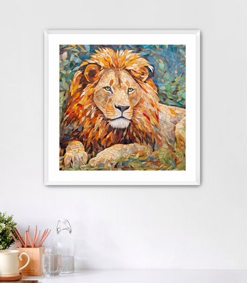 Mosaic Lion - Framed Fine Art Print